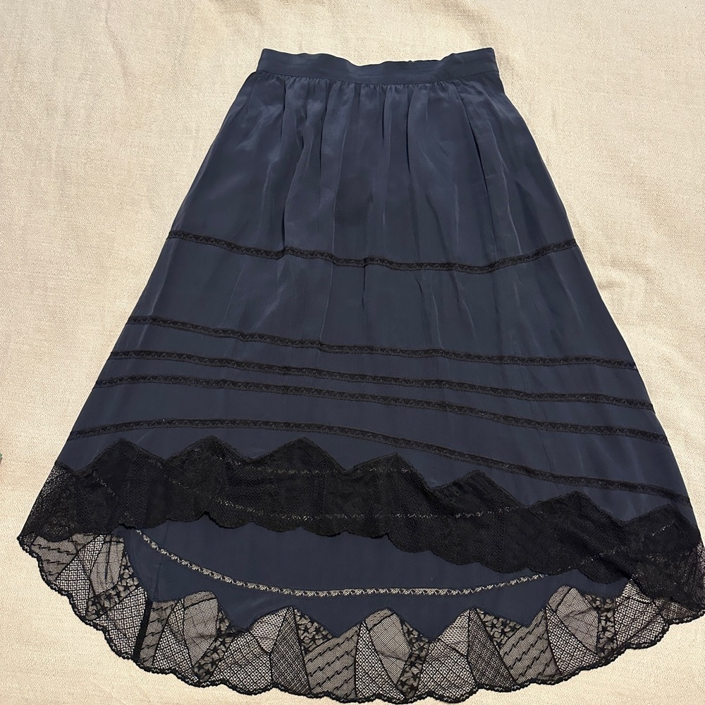 Zadig & Voltaire silk Blue Midi A-Line Skirt